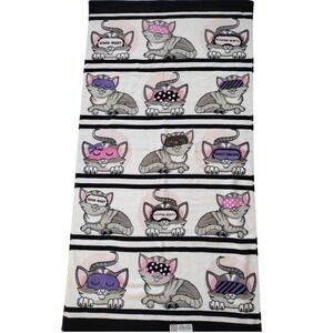 KASSAFINA Bath Towel Multicolor CATS Bedtime‎ Sleep Mask Striped 27X52 Beach